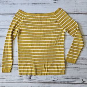 Old Navy Boatneck Ribbed Sweater Stripe Mustard Yellow sz XL